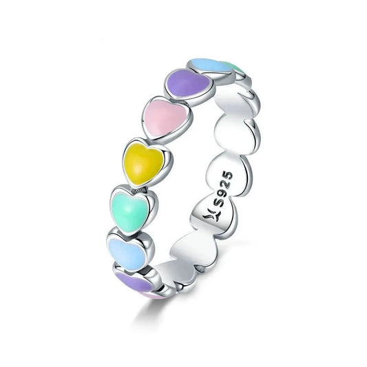 Rainbow Mini Hearts Ring