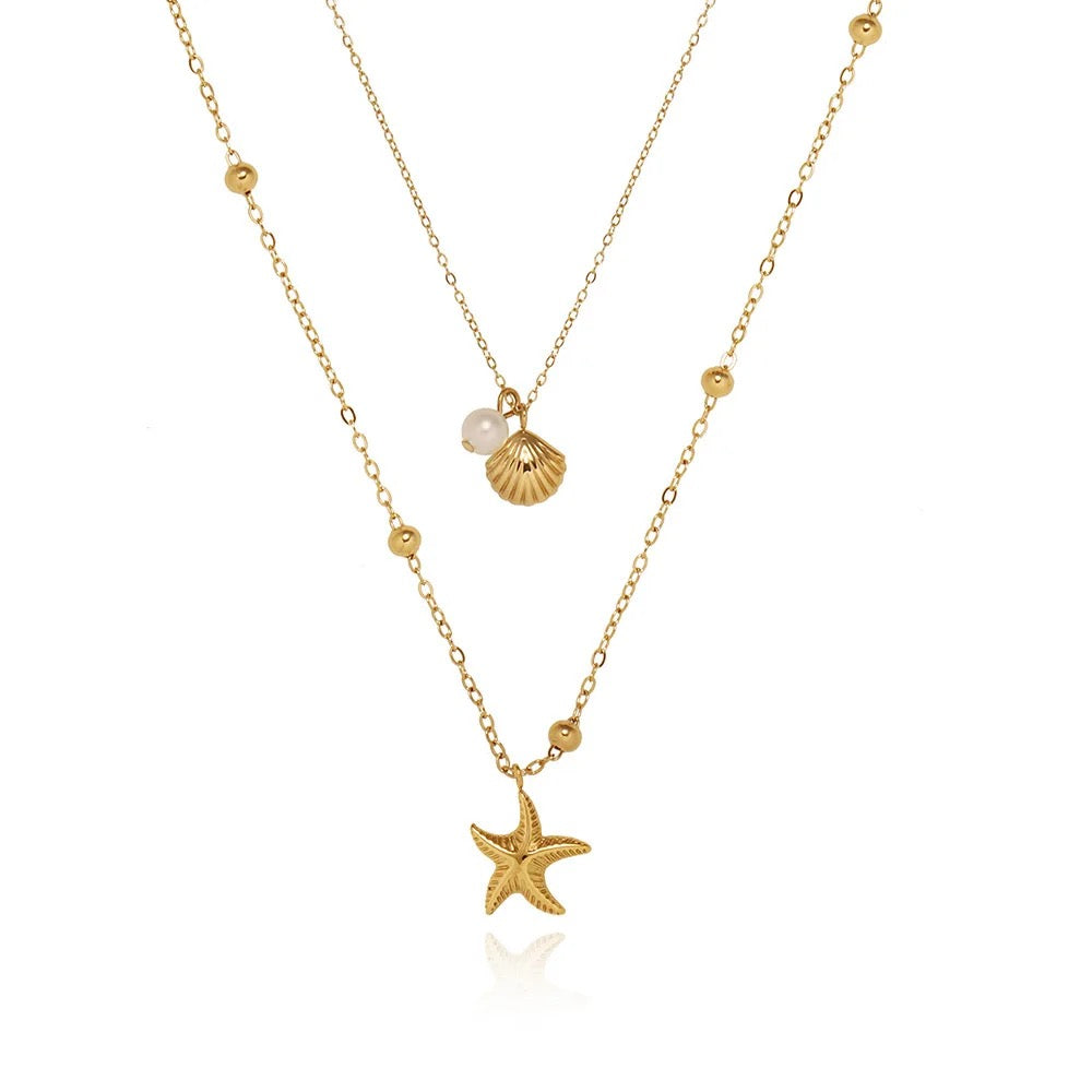 Sea Shell Starfish Necklace